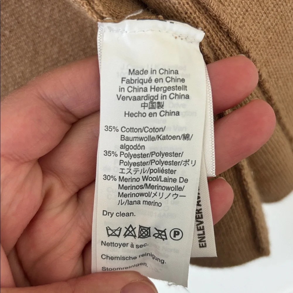 Re-Imagined J. Crew Classic Tan Cotton/Wool Blend Knit Cardigan Size Small - Picture 5 of 6